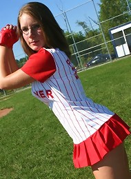 Baseball girl nipple slip!